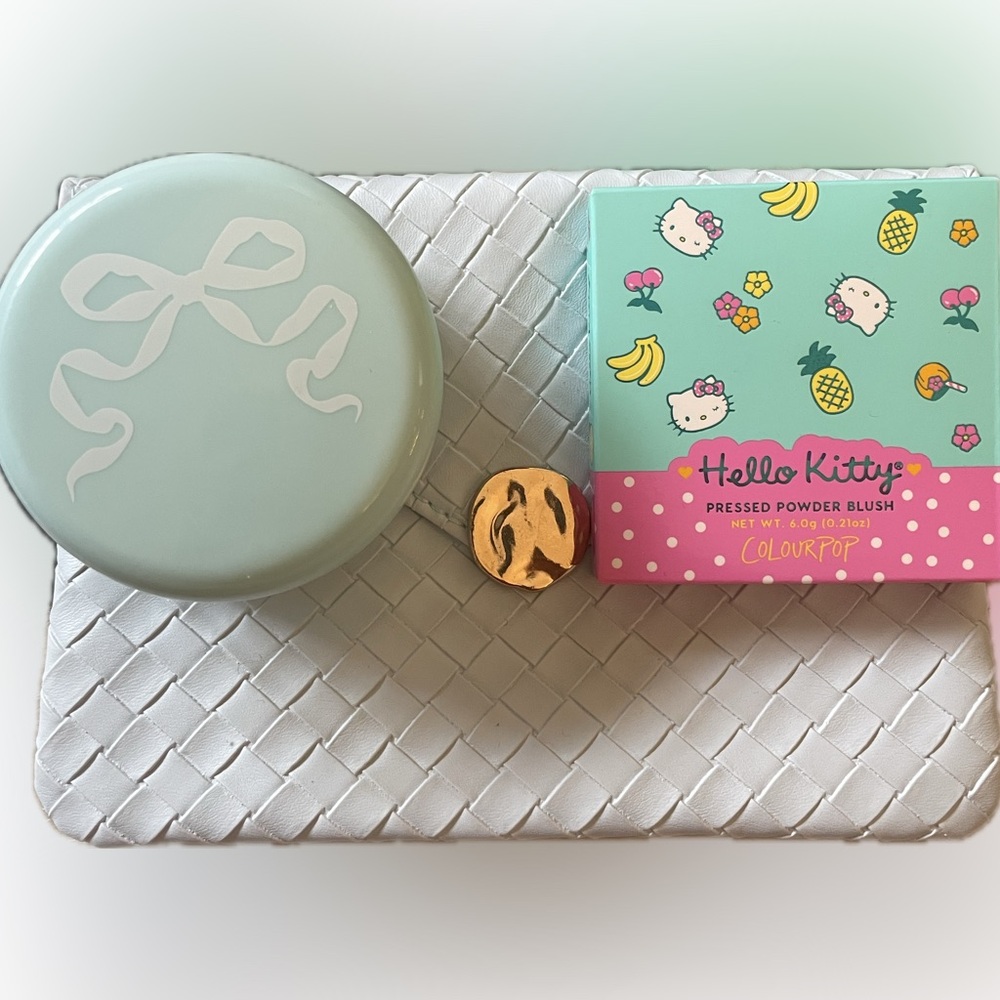 COLOURPOP Bundle Powder Blush, Light Blue IPSY Glam Bag & Compact Mirror/Brush🩷🩵